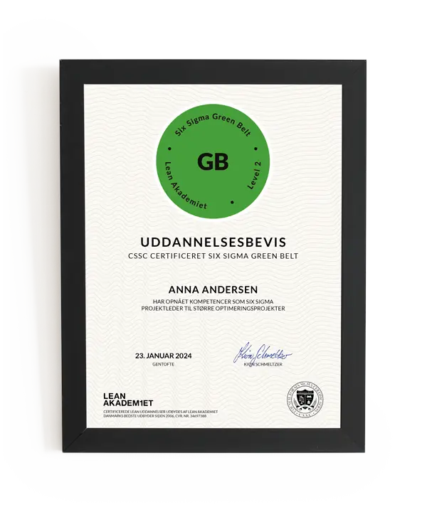 Six Sigma Green Belt - uddannelsesbevis