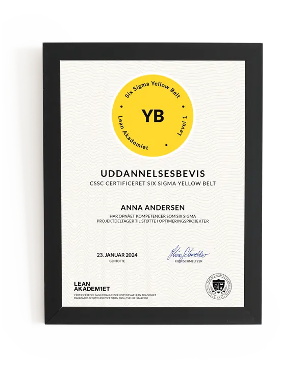 Lean Akademiet - uddannelsesbevis (Six Sigma Yellow Belt)